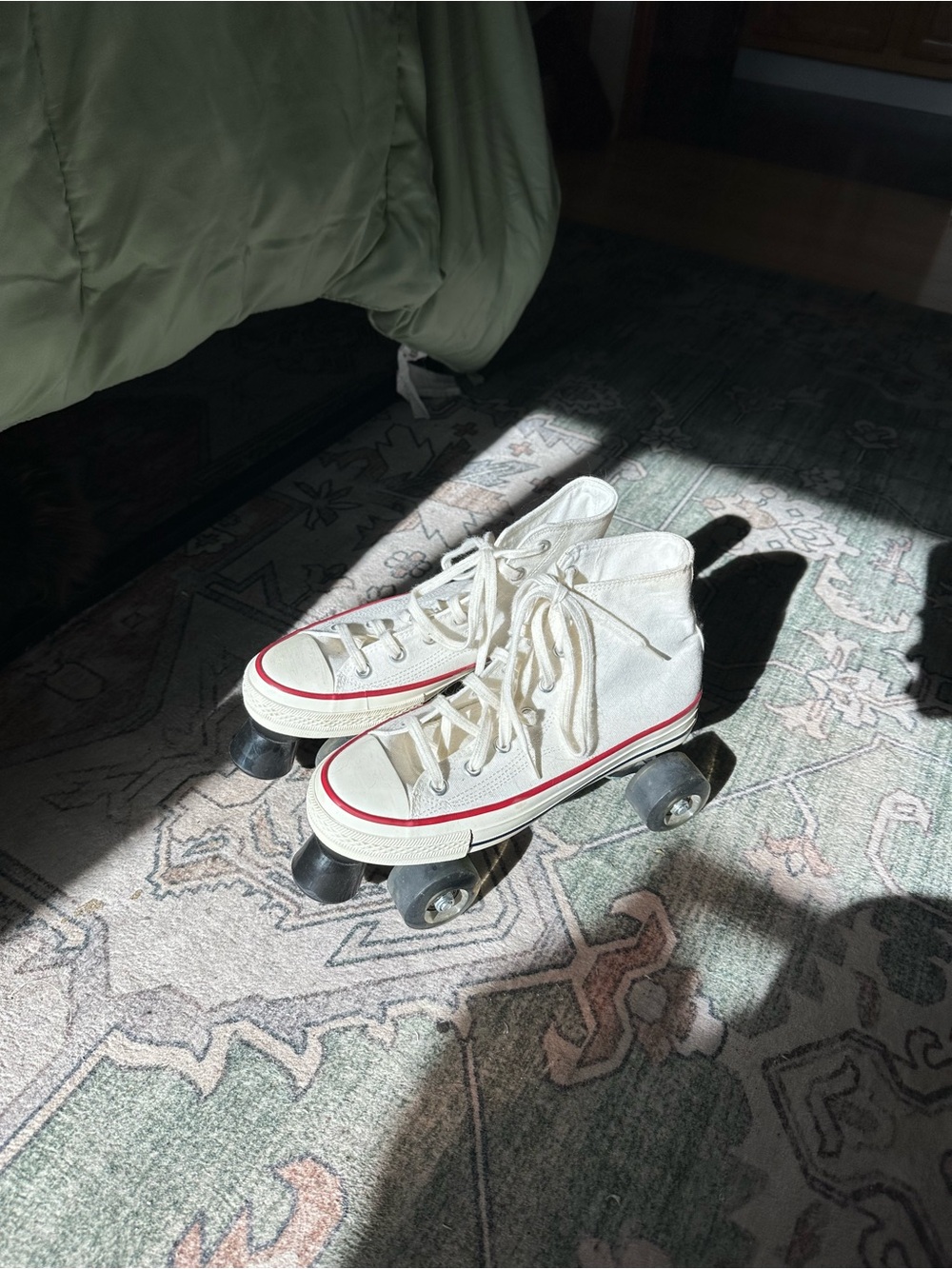 White High-Top Roller Skate Sneakers